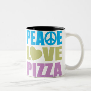 Peace Love Pizza Tweekleurige Koffiemok