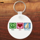 Peace Love Polar-Beren Sleutelhanger (Voorkant)