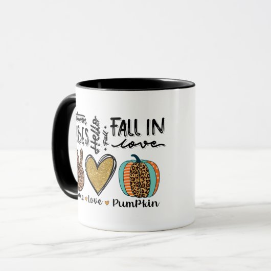 Peace Love Pompoen Herfst Vibes Two Tone Mok (Voorkant links)