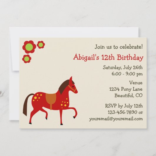 Peace Love Ponies Girl's Birthday Invitation (Devant)