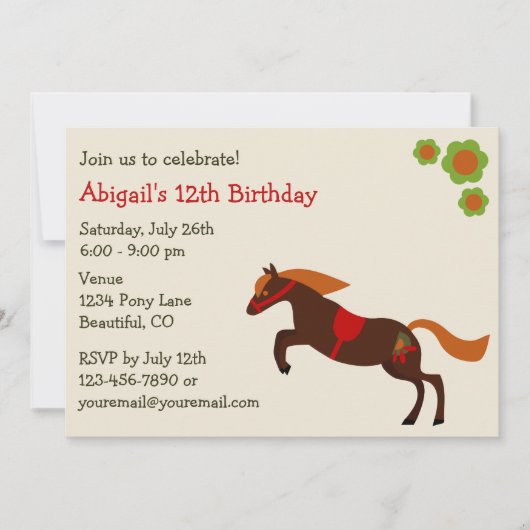 Peace Love Ponies Girl's Birthday Invitation (Devant)