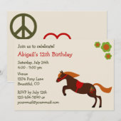 Peace Love Ponies Girl's Birthday Invitation (Devant / Derrière)
