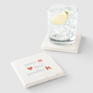 Peace Love Poodles Stone Drink Onderzetter