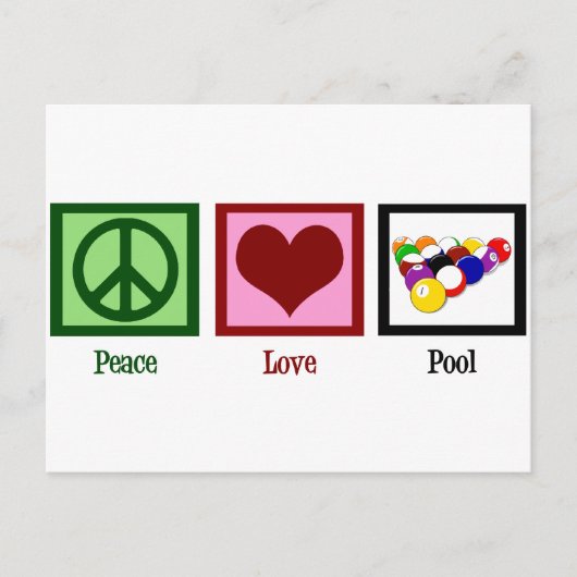 Peace Love Pool | Koelbiljarten Briefkaart (Voorkant)