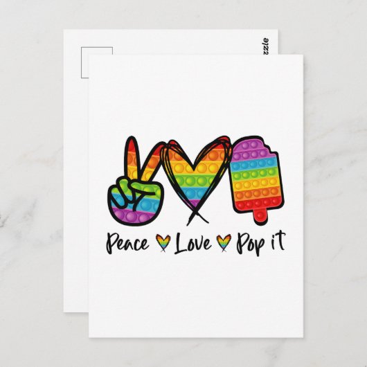 Peace Love Pop It Briefkaarten, Rainbow Pop it Briefkaart (Voorkant / Achterkant)