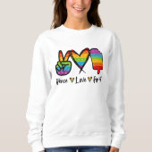 Peace Love Pop It Sweatshirt, Rainbow Pop It Trui (Voorkant)