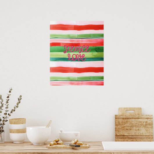 Peace Love Poster - Paint Stripes (Keuken)