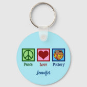 Peace Love Pottery Blue Monogram Sleutelhanger (Achterkant)