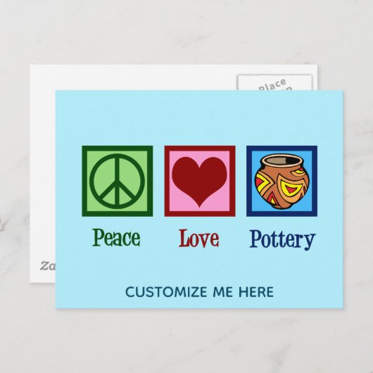 Peace Love Pottery Briefkaart (Voorkant / Achterkant)