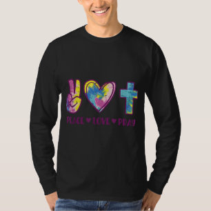 Peace Love Pray Jesus Christelijke Hippie Mannen W T-shirt