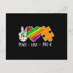 Peace Love Pre-K Autism Awareness - 100 dagen smar Briefkaart