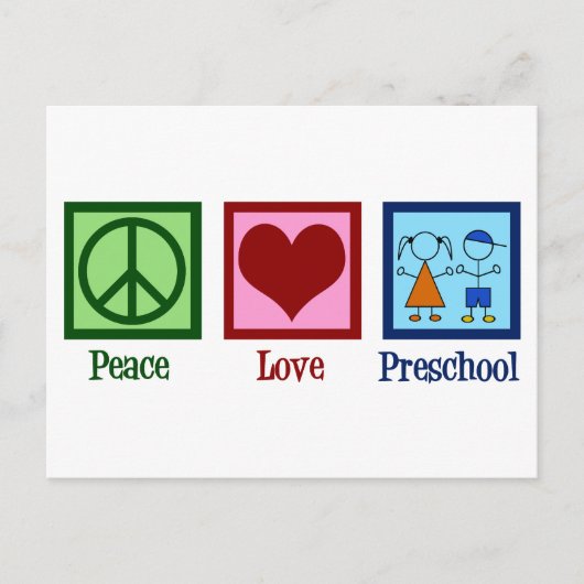 Peace Love Preschool Briefkaart (Voorkant)