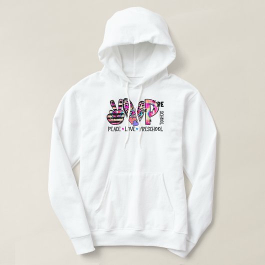 Peace Love Preschool Teacher Team Preschool Stropd Hoodie (Design voorkant)