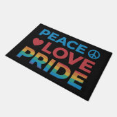 Peace Love Pride LGBT Kleurrijke Retro Zwart Deurmat (Schuin)