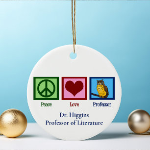 Peace Love Professor Custom Faculteit Monogram Keramisch Ornament