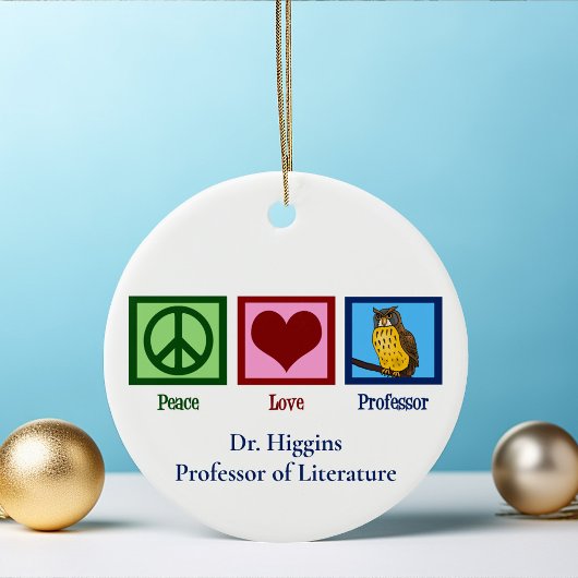 Peace Love Professor Custom Faculteit Monogram Keramisch Ornament