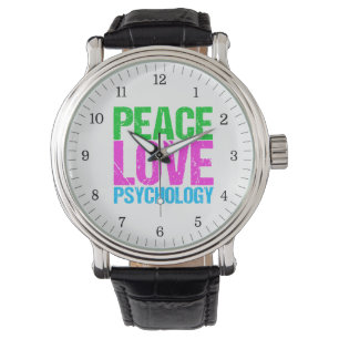 Peace Love Psychology Cute Horloge