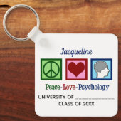 Peace Love Psychology Major Cute Custom Afstuderen Sleutelhanger (Voorkant)