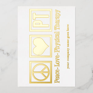 Peace Love PT Physical Therapy Custom Gold Folie Feestdagenkaart