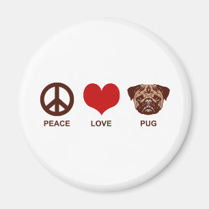 Peace Love Pug Magneet