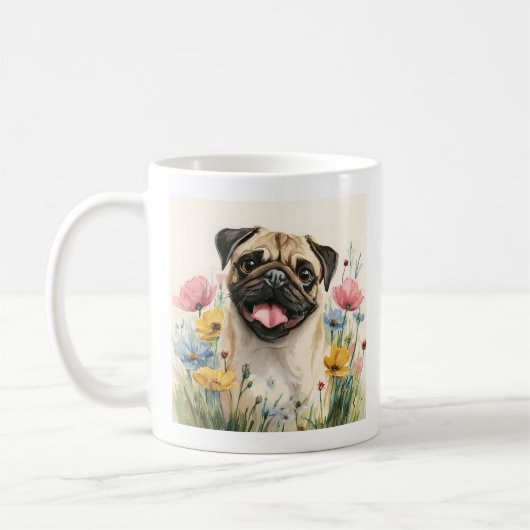 Peace Love Pug Mug (Gauche)