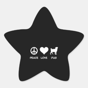 Peace Love Pug Pug Hondenliefhebbers Gift Ster Sticker