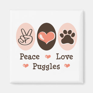 Peace Love Puggles Magnet Magneet