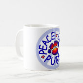 Peace Love Pugs Ceramic Coffee Mok (Voorkant links)