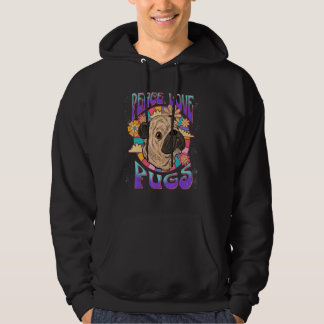 Peace  Love  Pugs    Dog    Pug Mom  Dog Mom  Retr Hoodie