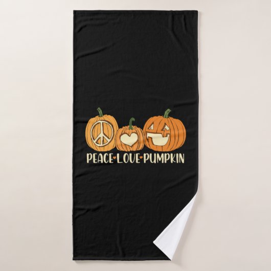 Peace Love Pumpkin Halloween Badhanddoek (Badhanddoek)