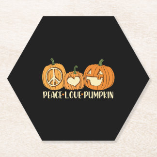 Peace Love Pumpkin Halloween Kartonnen Onderzetters