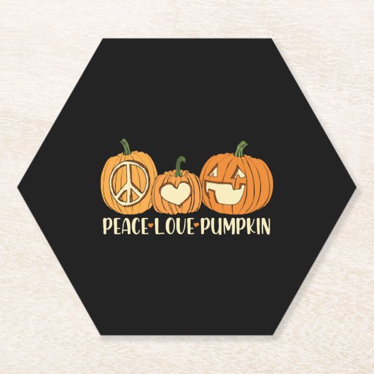 Peace Love Pumpkin Halloween Kartonnen Onderzetters (Voorkant)