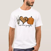 Peace Love Pumpkin Skeleton Halloween Costume T-shirt (Voorkant)