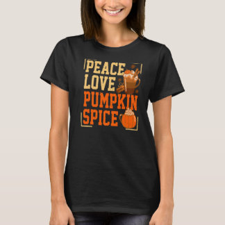 Peace Love Pumpkin Spice Autumn Herfst Season Grun T-shirt