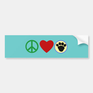 Peace Love Puppy Paws T shirten, Gifts Bumpersticker