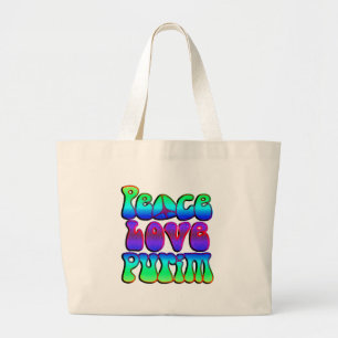 Peace Love Purim Grote Tote Bag