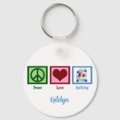Peace Love Quilting Schattigee aangepaste quilter Sleutelhanger (Achterkant)