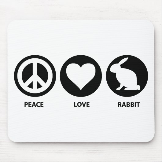 Peace Love Rabbit Muismat (Voorkant)