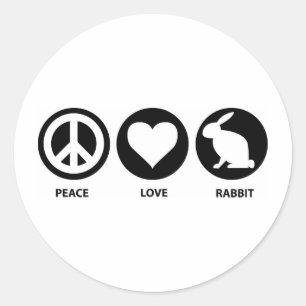 Peace Love Rabbit Ronde Sticker