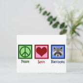 Peace Love Raccoons Briefkaart (Staand voorkant)
