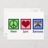 Peace Love Raccoons Briefkaart (Voorkant / Achterkant)