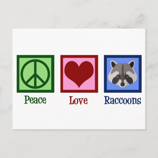 Peace Love Raccoons Briefkaart (Voorkant)