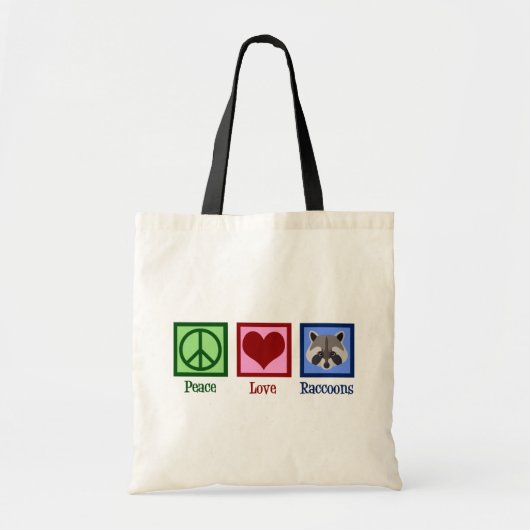 Peace Love Raccoons Tote Bag (Voorkant)