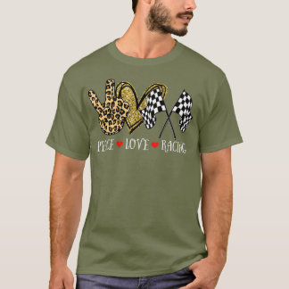 Peace Love Racing Leopard Racing Lovers T-shirt