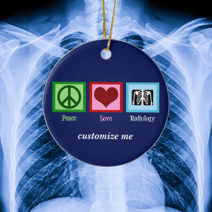 Peace Love Radiology Custom Radiologist Keramisch Ornament