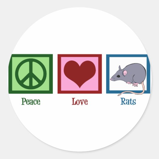Peace Love Rats Ronde Sticker (Voorkant)