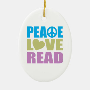Peace Love Read Keramisch Ornament