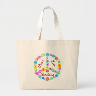 Peace Love Reading Grote Tote Bag