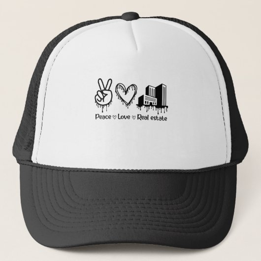 Peace Love Real Estate Agent Perfect Gift Trucker Pet (Voorkant)