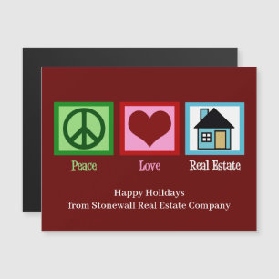 Peace Love Real Estate Rode Kerstmagneet Kaart